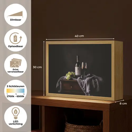 Druiven - Wijn - Rood - Tafel Light Box met batterij (Wandlamp) middel -USP_websiteoverzichtNL