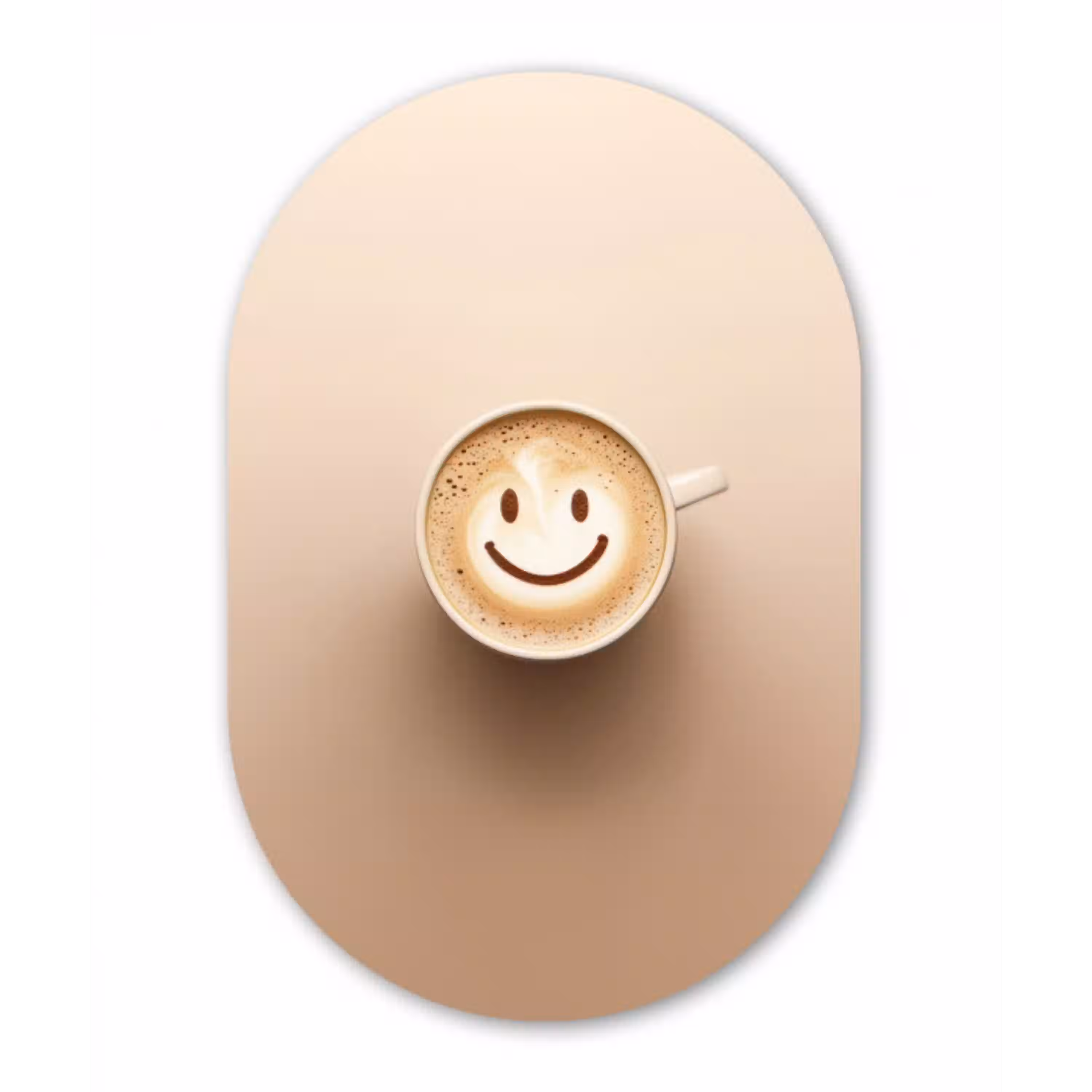 Koffie - Melkschuim - Lach - Beige Wandcirkel Ovaal Glas middel -3d
