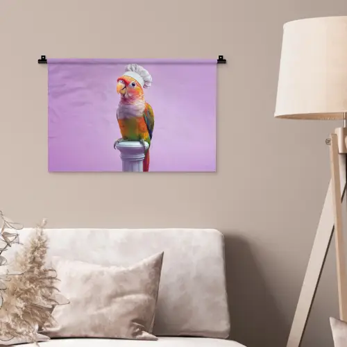 Papegaai - Koksmuts - Pilaar - Vogel Wandkleed katoen klein -sfeer4