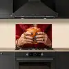 Broodje - Bontjas - Goud keuken achterwand spatscherm klein -sfeer1