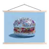 Glitters - Hamburger - Blauw textielposter latten blank klein -3d