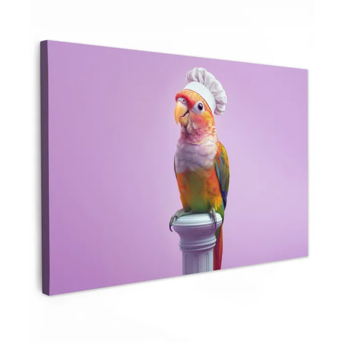 Papegaai - Koksmuts - Pilaar - Vogel Tuinposter op houten frame 2 cm dik klein -3d