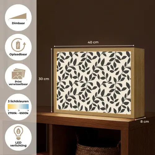 Elegant - Patroon - Zwart - Beige Light Box met batterij (Wandlamp) middel 907 -USP_websiteoverzichtNL