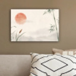 Minimalistisch - Bamboe - Groen canvas 2cm klein -sfeer3