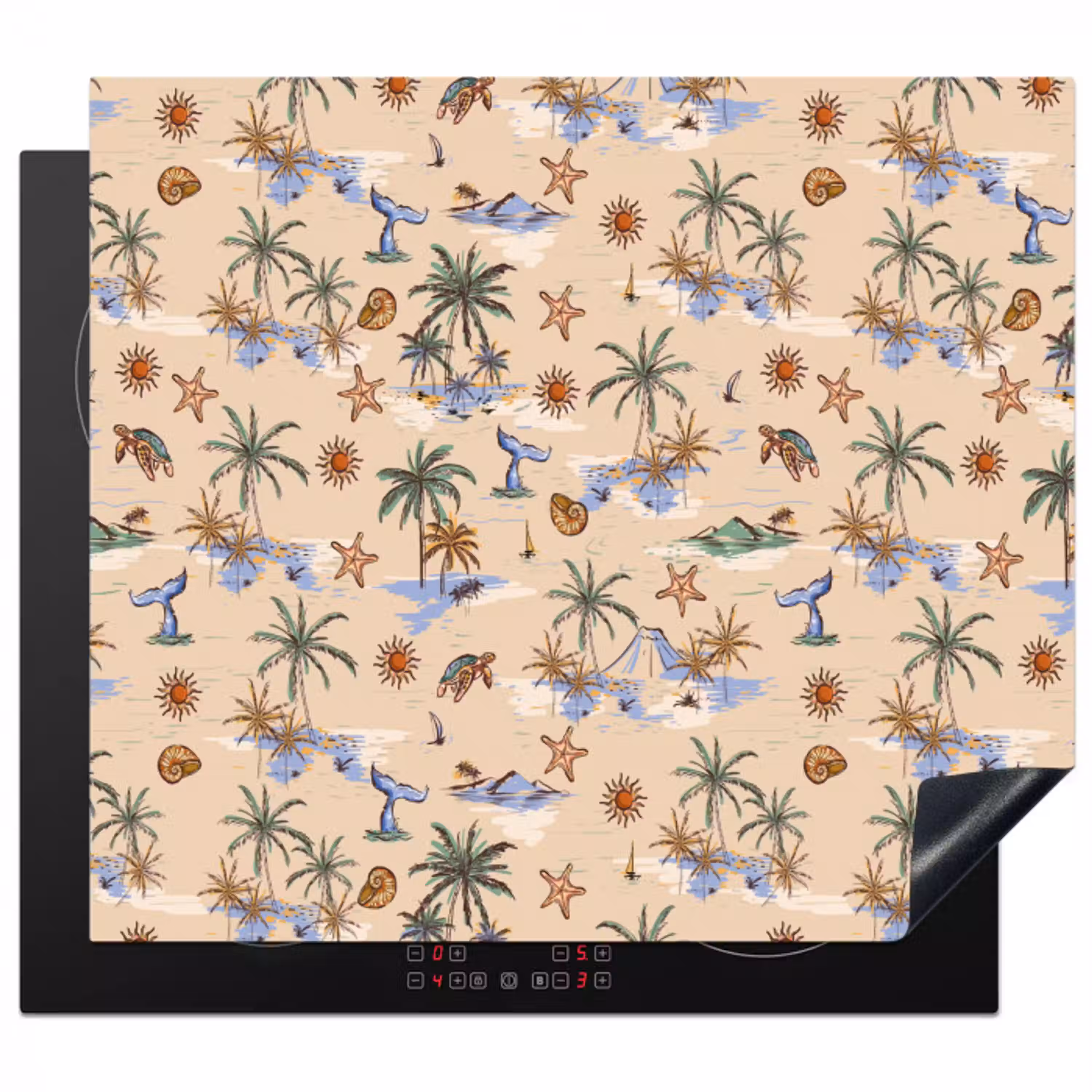 Nostalgisch - Kust - Zee - Eiland - Walrus - Multi Inductie beschermer vinyl 3mm middel 274 -3d