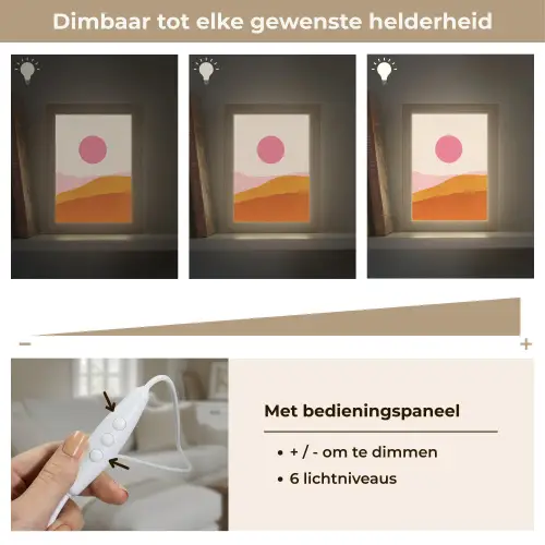 Zon - Heuvels - Abstract - Roze Light Box met kabel (Tafellamp) klein -USP_dimbaarNL