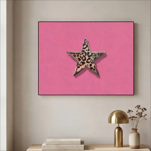 Ster - Luipaard - Print - Roze Textielframe - compleet frame klein -sfeer2