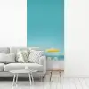 Strand - Blauwe lucht - Geel - Parasol fotobehang vinyl groot -woonkamer