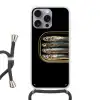 Sardines - Blik - Zwart - Vissen Hoesje iPhone 16 Pro Max met koord klein -3d
