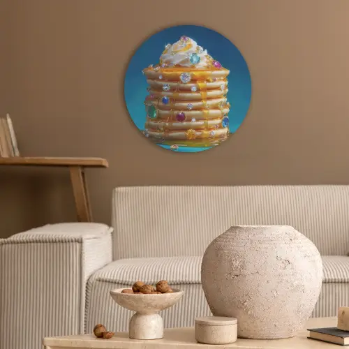 Pannenkoeken - Steentjes - Glitter - Slagroom Akoestische PET Vilt - Rond klein -sfeer1