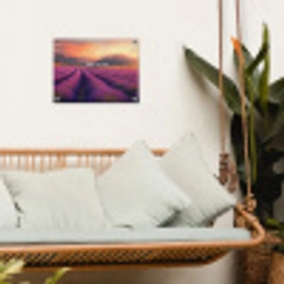 Lavendelveld - Quote - Zonsondergang tuinposter los doek klein -sfeer7