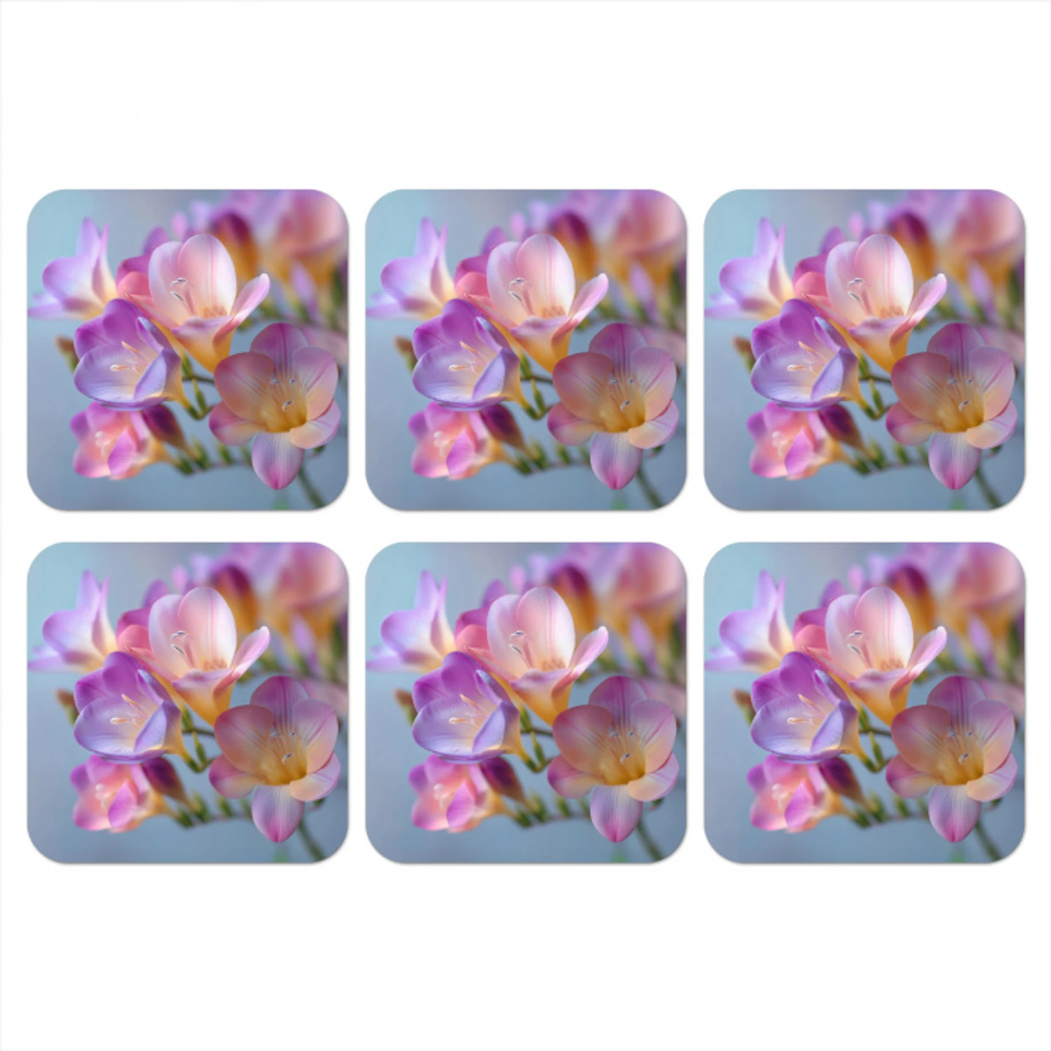Bloemen - Paars - Overloop - Meeldraden onderzetter kurk middel -3d