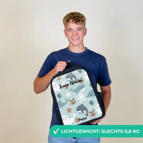 Zee dieren patroon kleurrijk Rugzak - Zwart middel -sfeer7_NL