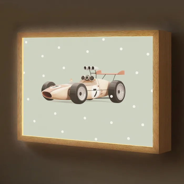 Beige - Raceauto - Stippen Light Box met batterij (Wandlamp kind) middel -z3d_website