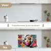Vrouw - Kauwgom - Graffiti - Neonkleuren keuken achterwand spatscherm klein -voor_na_NL