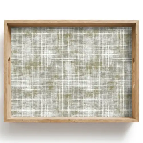 Linnen - Patroon - Groen Dienblad Rechthoek middel 911 -z3d_shopping