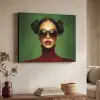 Vrouw - Groen - Bril - Aesthetic - Modern Textielframe zwart klein -sfeer3
