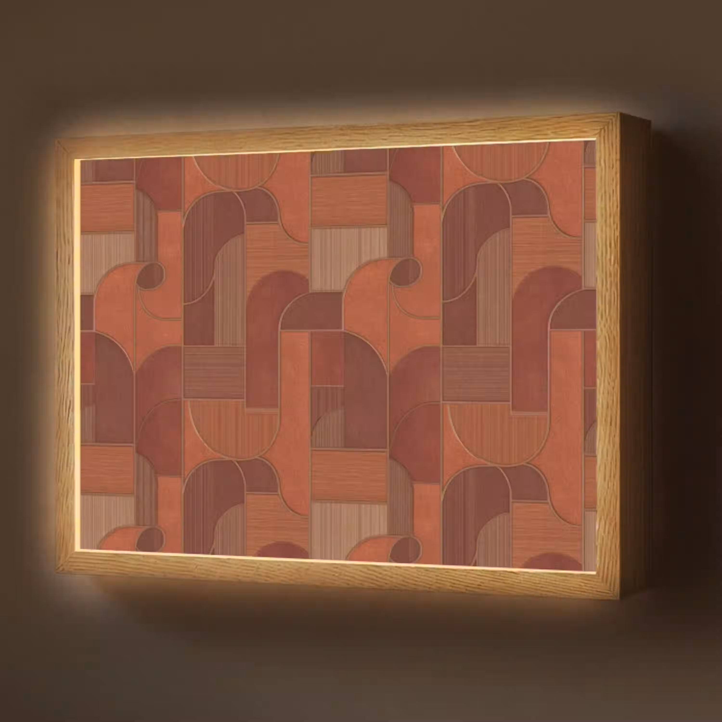Geometrisch - Abstract - Textuur - Bruin Light Box met batterij (Wandlamp) middel 907 -z3d_website