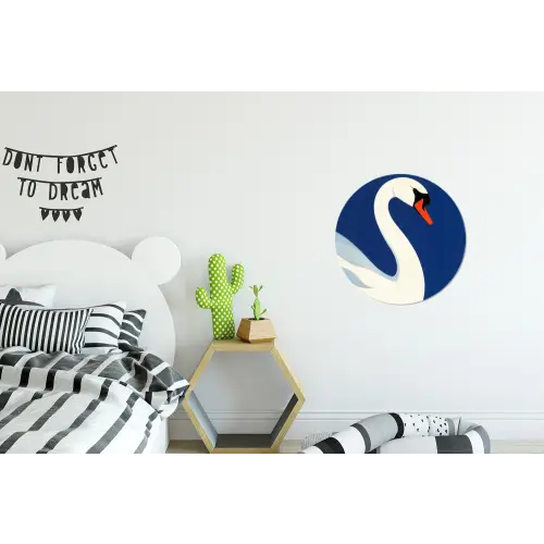 Zwaan - Wit - Snavel - Illustratie Wandcirkel aluminium klein -kinderkamer