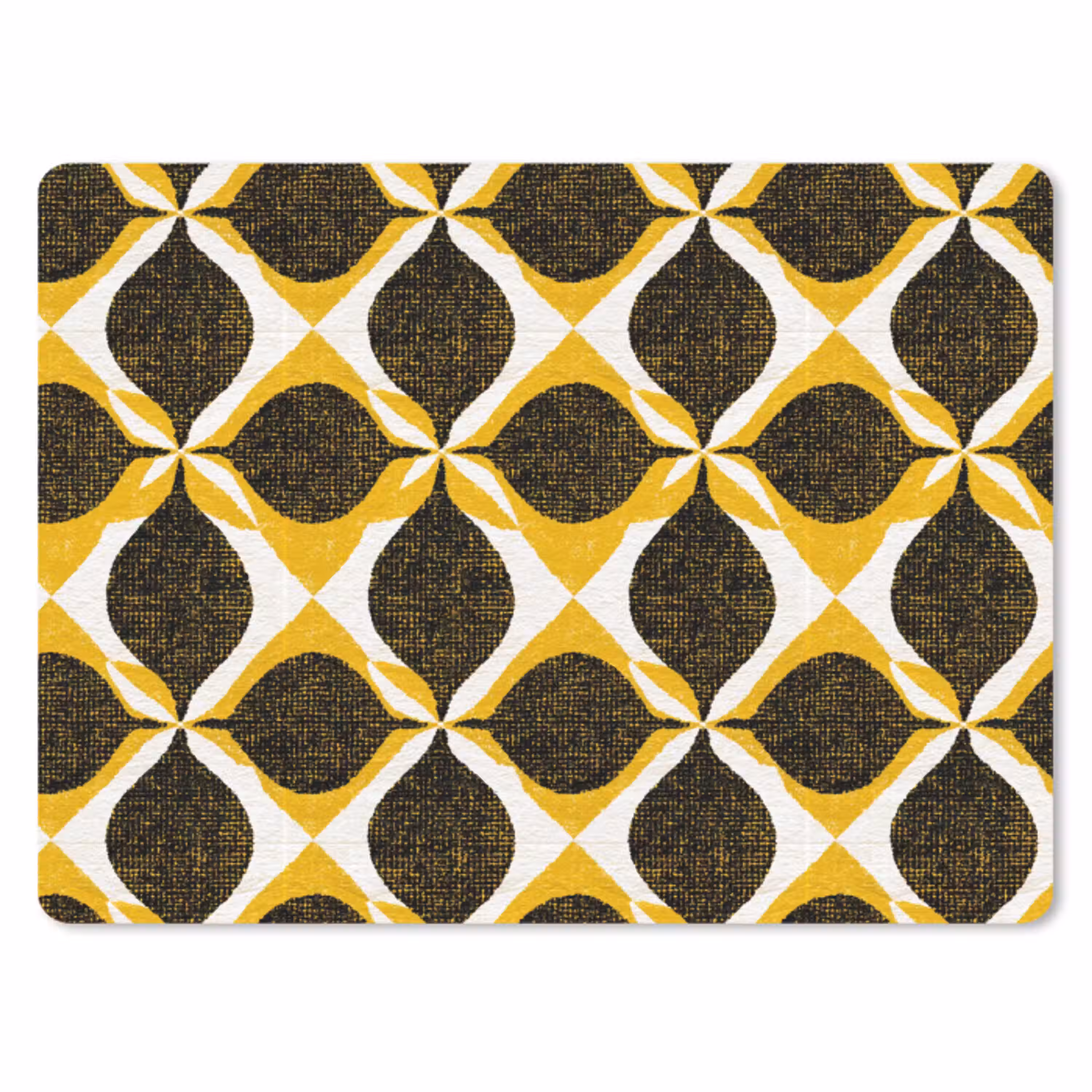 Geel - Zwart - Geometrisch - Retro - Textuur muismat rubber klein 262 -3d