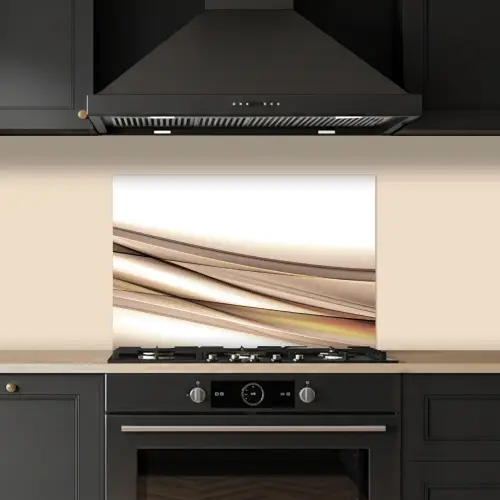 Golven - Abstract - Taupe keuken achterwand spatscherm klein -sfeer1
