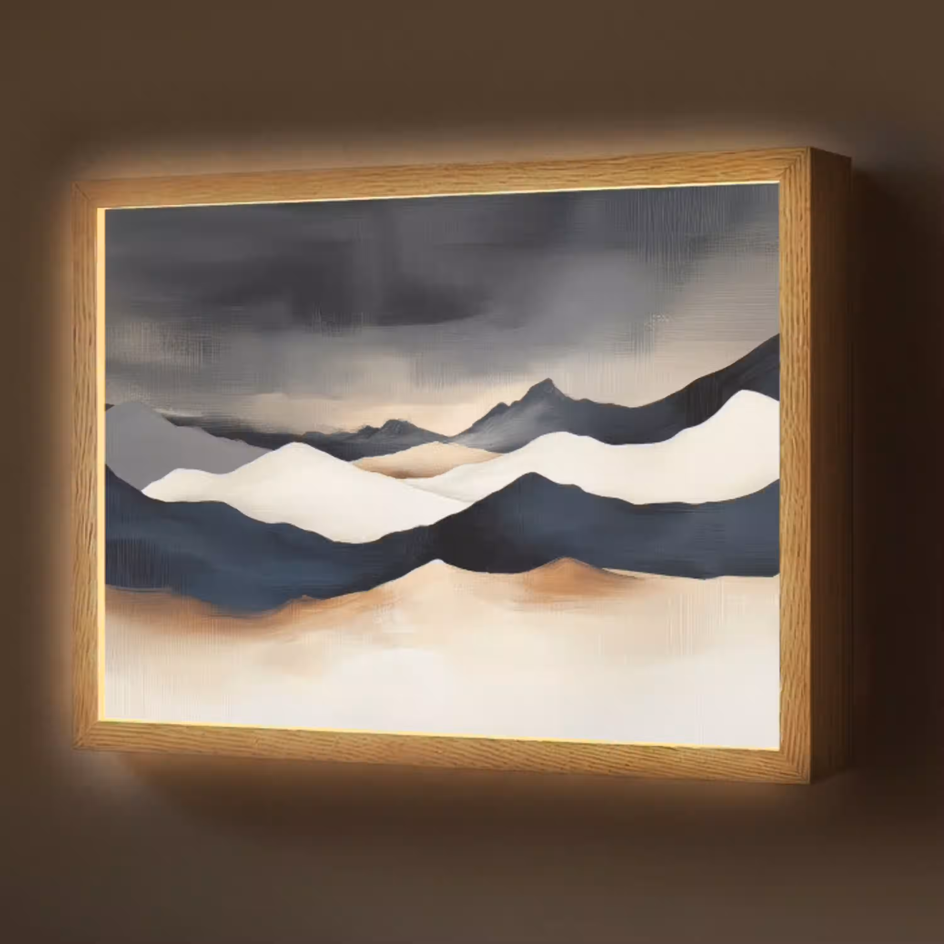 Bergen - Donkerblauw - Landschap Light Box met batterij (Wandlamp) middel -z3d_website