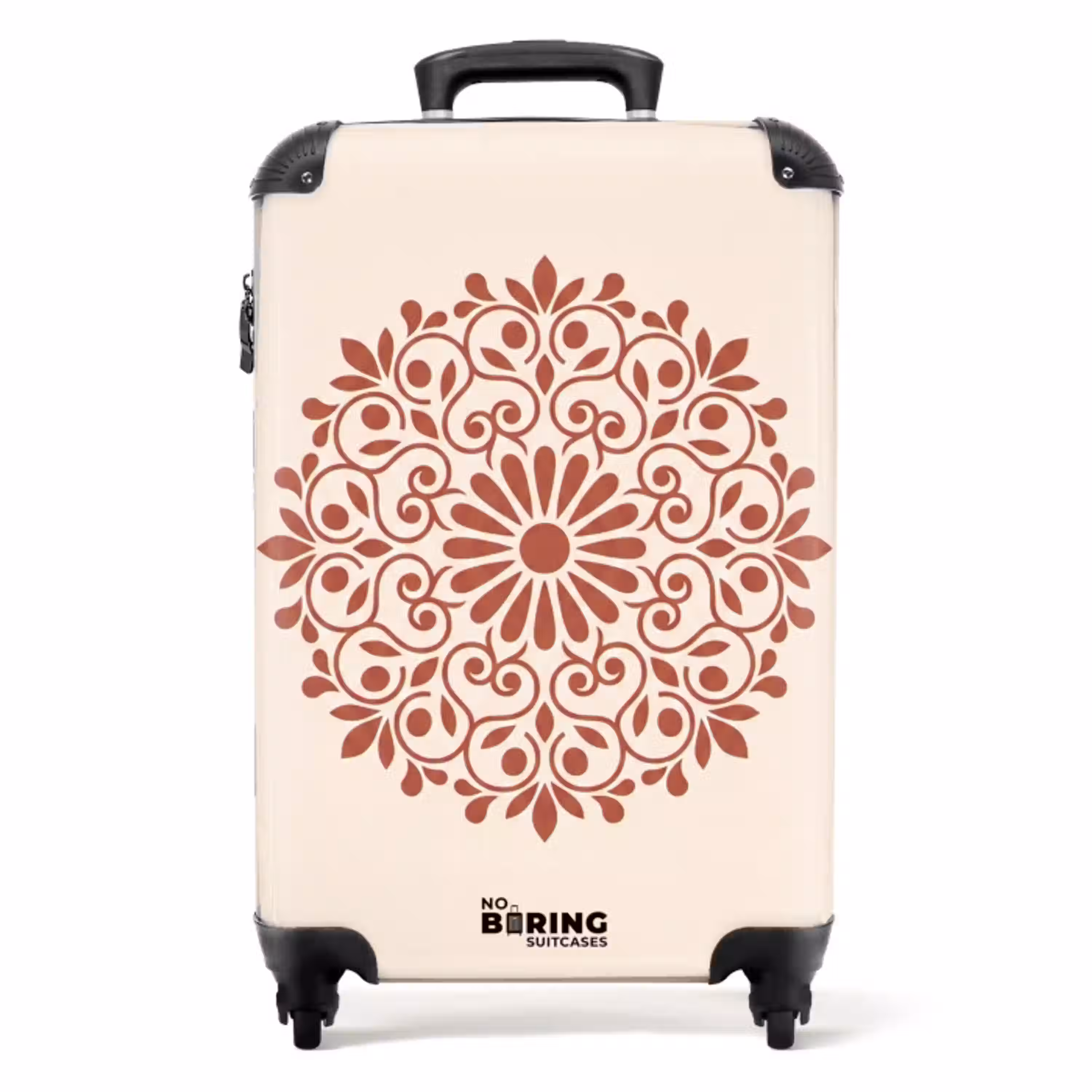Decoratie - Cirkel - Symmetrisch - Modern - Roodbruin NBS - Handbagage koffer - Volwassenen Unisex middel -productfoto_recht