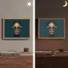 Vrouw - Vlinder - Bril - Blauw - Modern - Portret Light Box met batterij (Wandlamp) middel -sfeer3