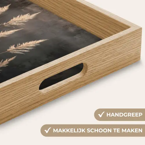Siergras - Pluimen - Verlichting - Zwart Dienblad Rechthoek middel -USP_HandgreepNL