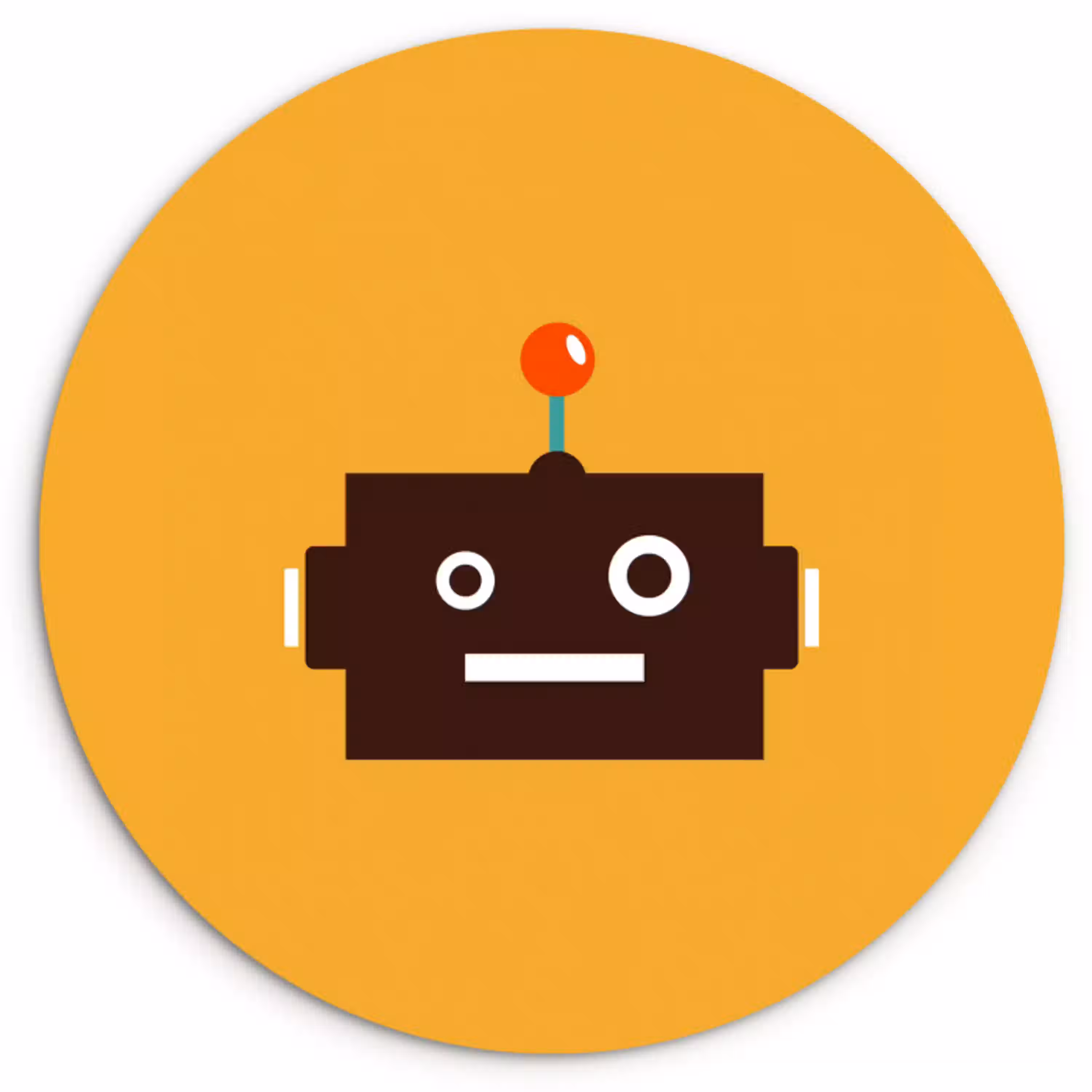 Robot - Gezicht - Antenne - Geel - Jongens - Kind Wandcirkel kunststof plaat 5mm dik klein -3d