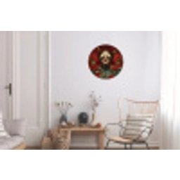 Bloemen - Dieprood - Zonnebril - Vrouw Wandcirkel aluminium klein -woonkamer