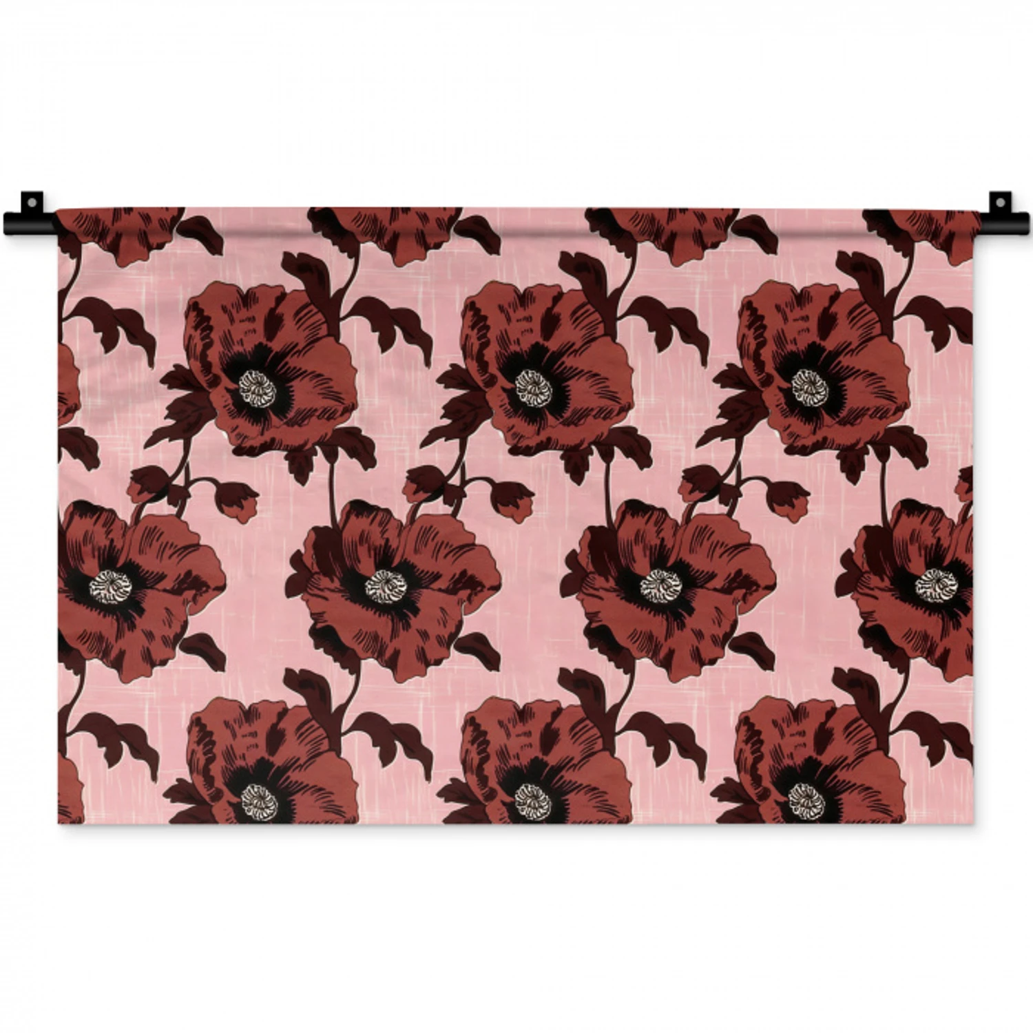 Bloemen - Retro - Rood Wandkleed katoen klein 269 -zz3d