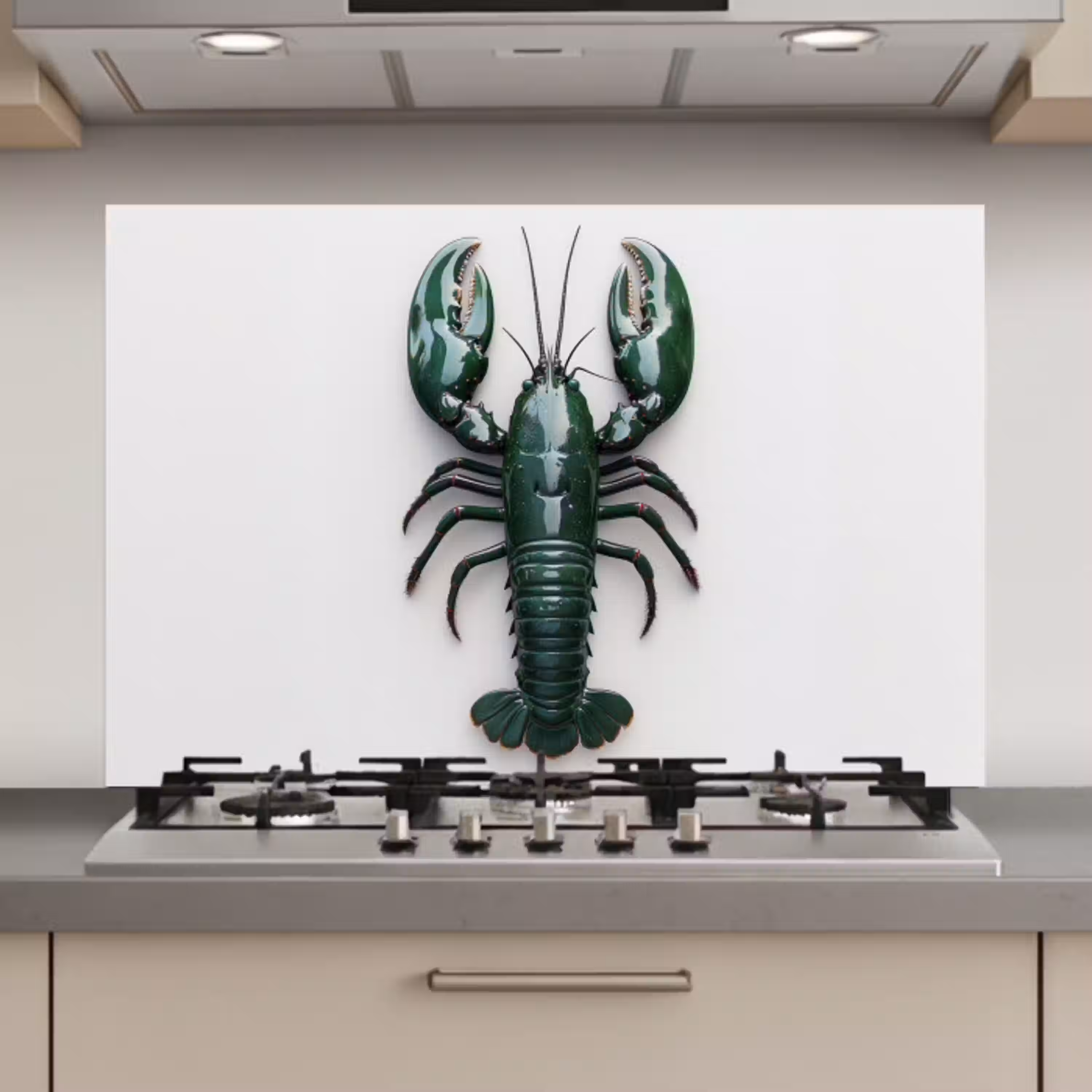 Kreeft - Glossier - Groen - Wit keuken achterwand spatscherm klein -3d_website