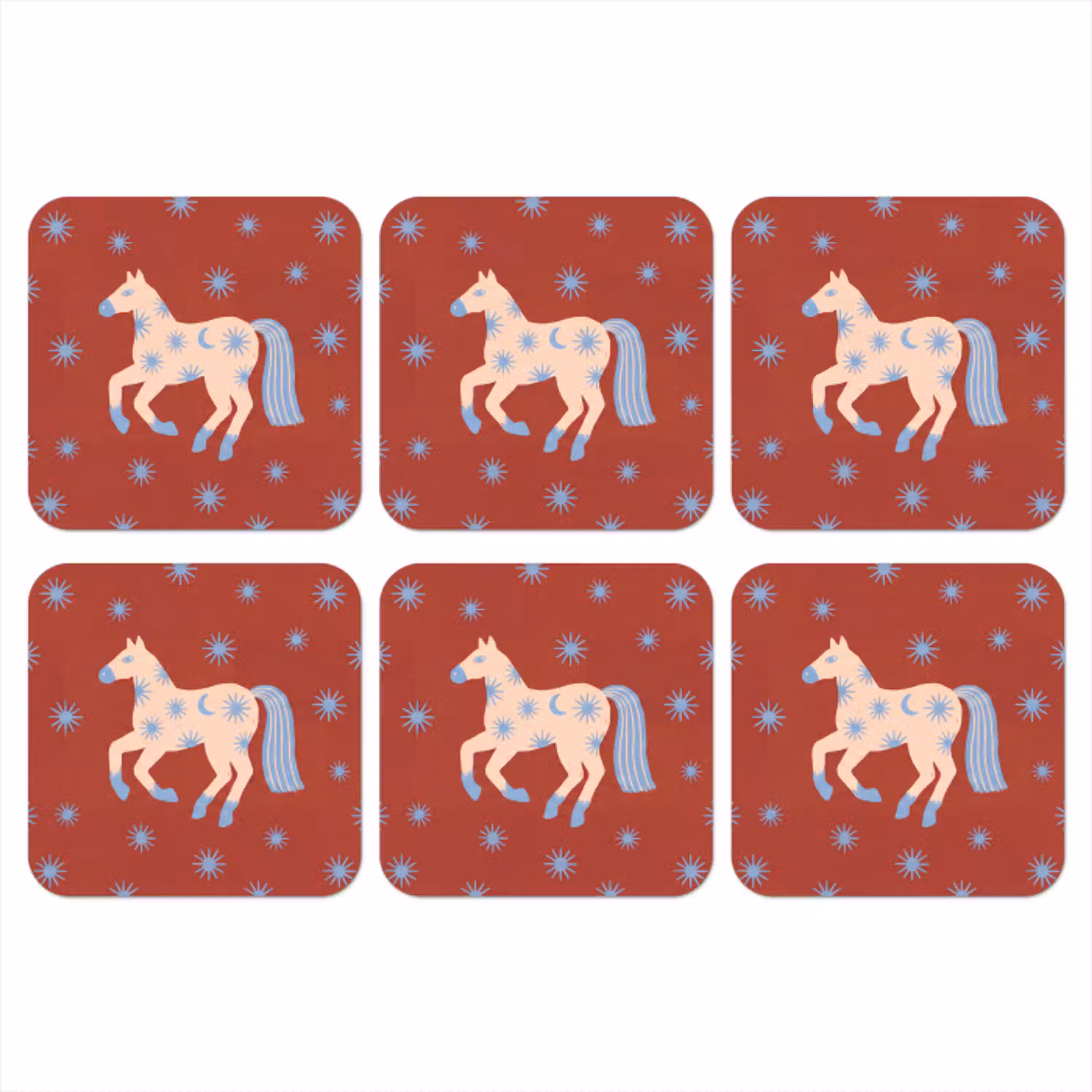 Dieren - Sterren - Maan - Abstract - Rood onderzetter kurk middel -3d