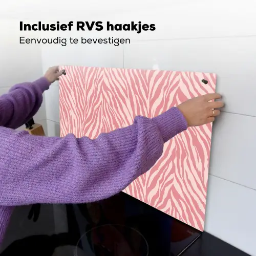 Zebra - Print - Roze Inductie beschemer met haakjes klein 777 -ky-ophangen-nl