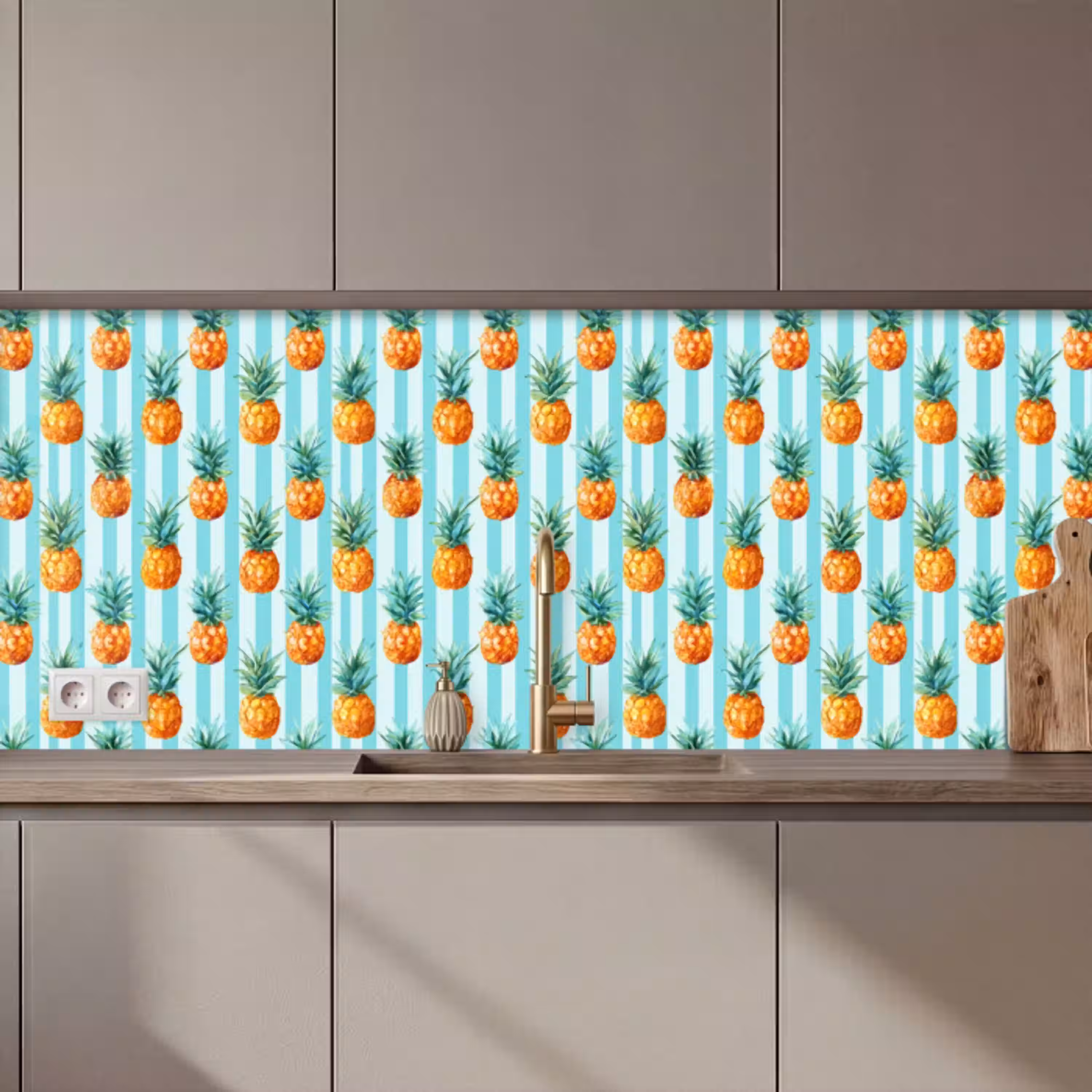 Ananas - Strepen - Groen keuken achterwand 2 middel 871 zz_3dshopping