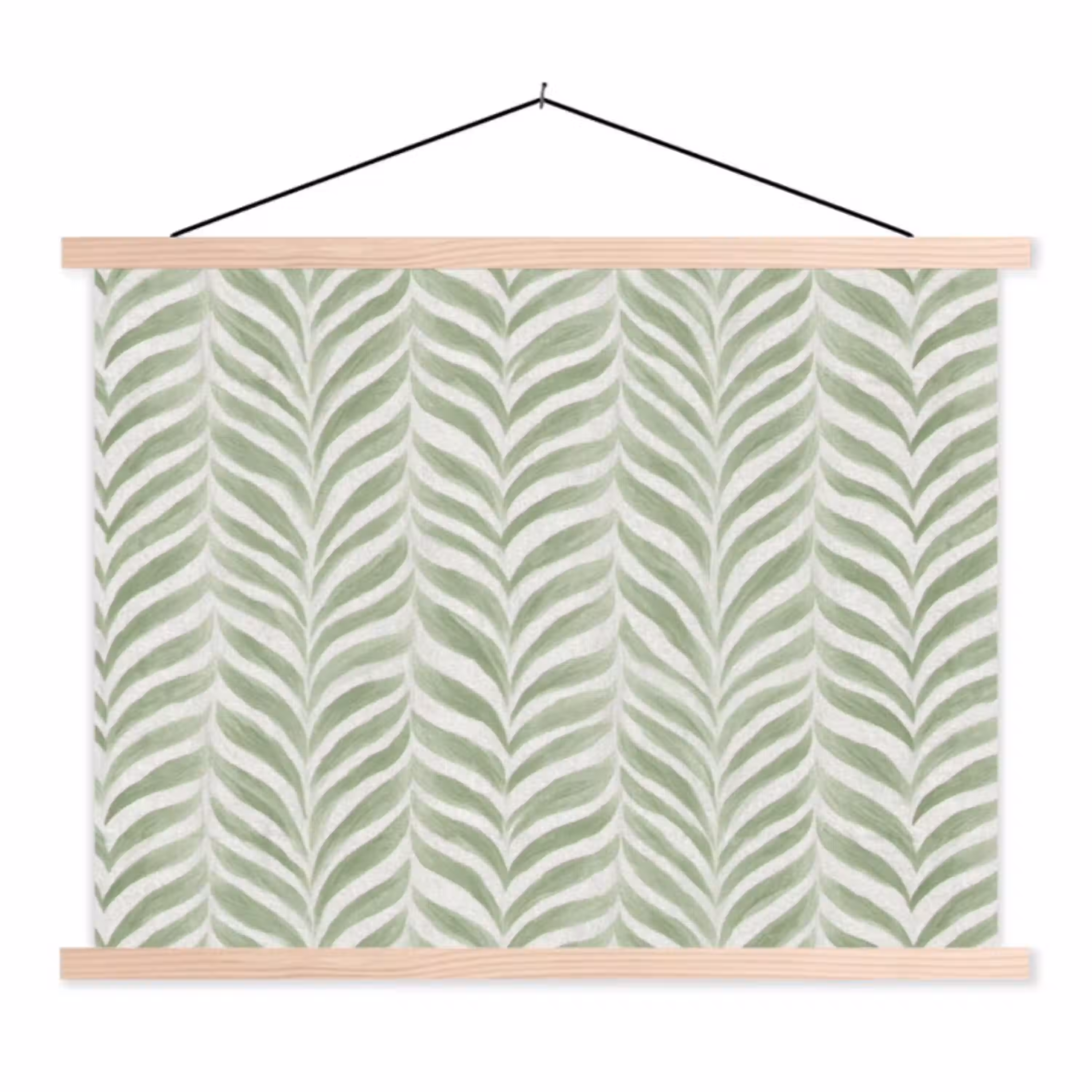 Saliegroen - Visgraat - Organisch - Penseelstreken - Patroon textielposter latten blank klein 122 -3d