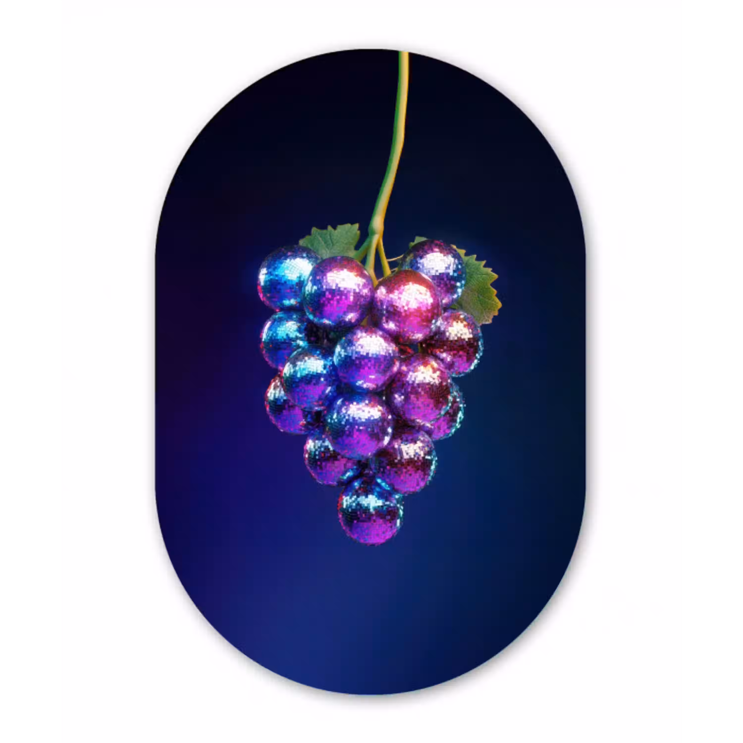 Paars - Disco - Feest - Druif Wandcirkel Ovaal Glas middel -3d