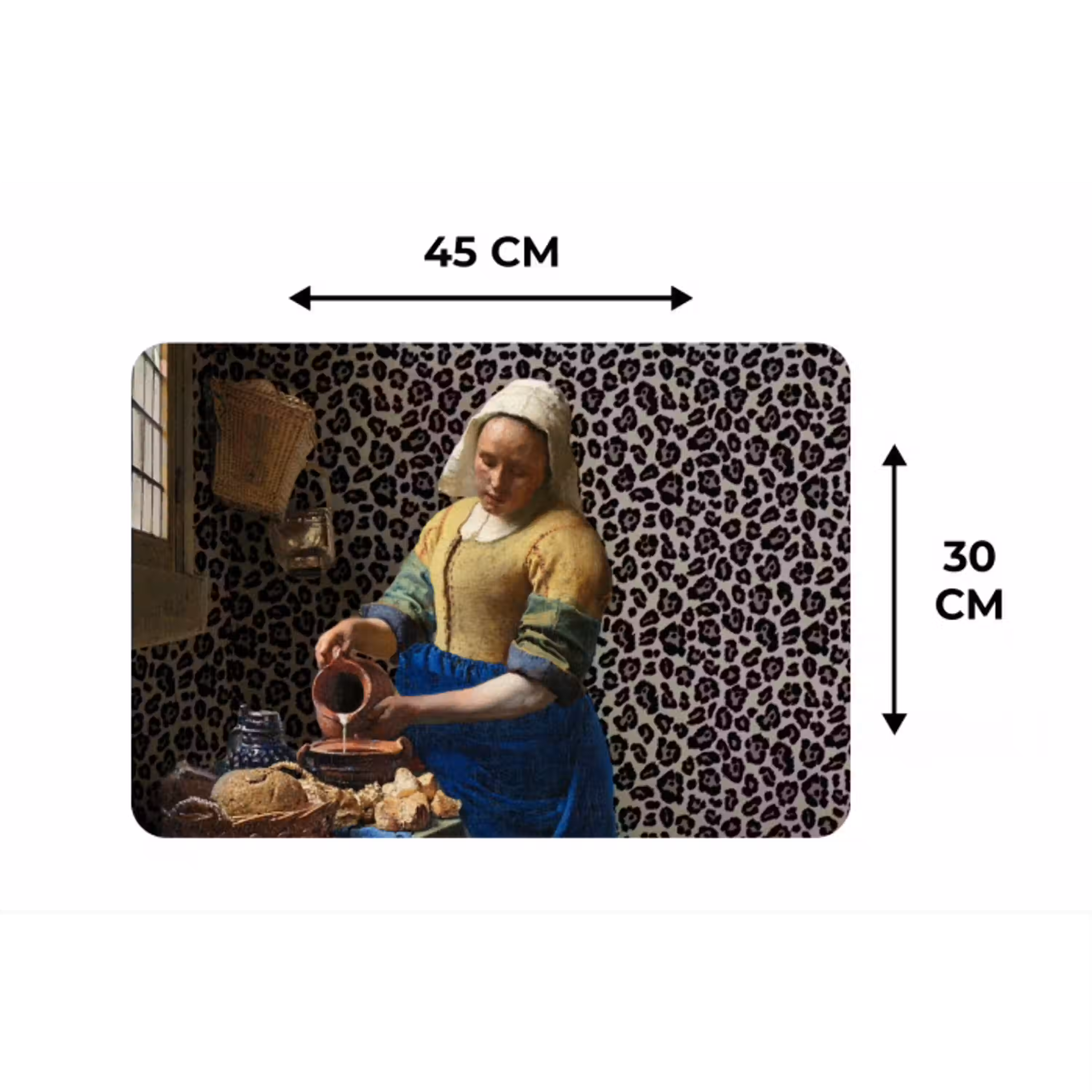 Melkmeisje - Kunst - Panterprint - Vermeer - Schilderij - Oude meesters Placemat vinyl groot -specs