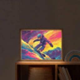 Snowboarden - Sneeuw - Kleurrijk Light Box met batterij (Wandlamp kind) middel -sfeer1_kind