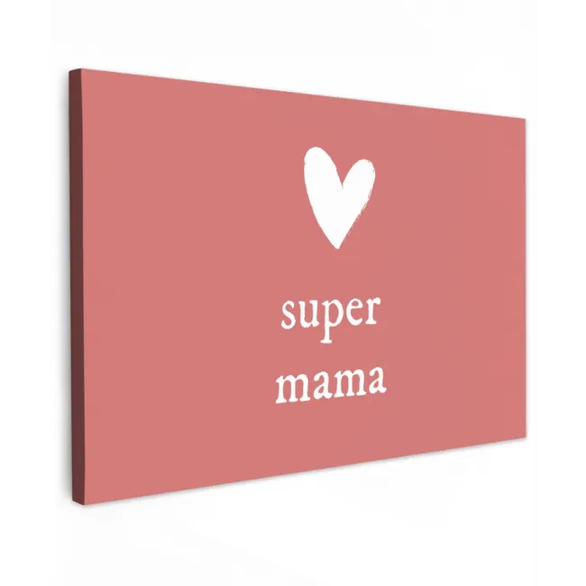 Presentje voor Moederdag super mama roze/wit canvas 2cm klein -z3d