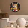 Kat - Eten - Patat - Graffiti - Abstract Akoestische PET Vilt - Rond klein -sfeer1