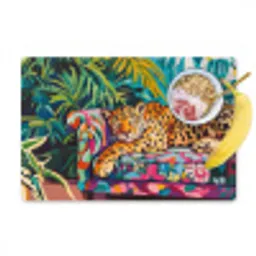 Luipaard - Kleurrijk - Tropisch Placemat vinyl groot -zzzproduct_Kitchenyeah-website
