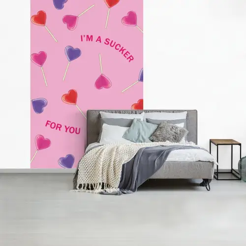 Lolly - Valentijn - Illustratie - Snoep fotobehang vinyl groot -slaapkamer
