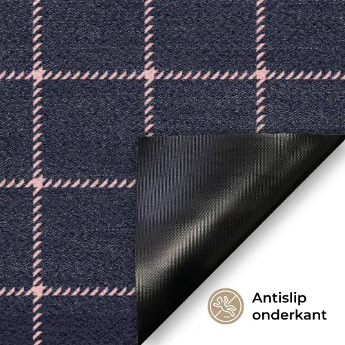 Plaid - Patroon - Blauw - Roze Deurmat klein 898 -antislip_NL