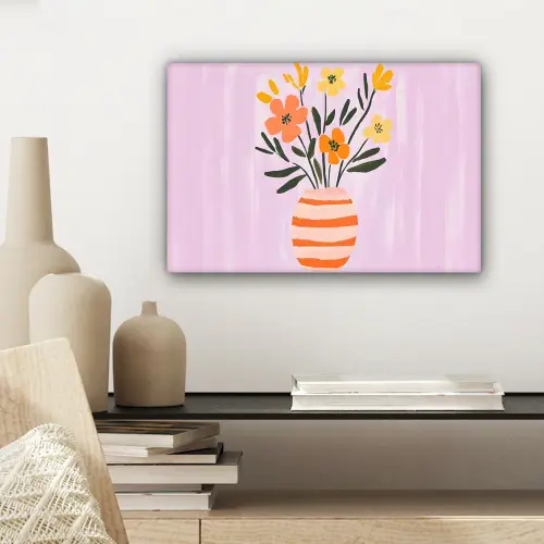 Vaas - Gestreept - Bloemen - Oranje canvas 2cm klein -sfeer6