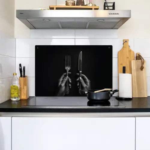 Bestek - Zwart - Wit Inductie beschemer met haakjes klein -sfeer2