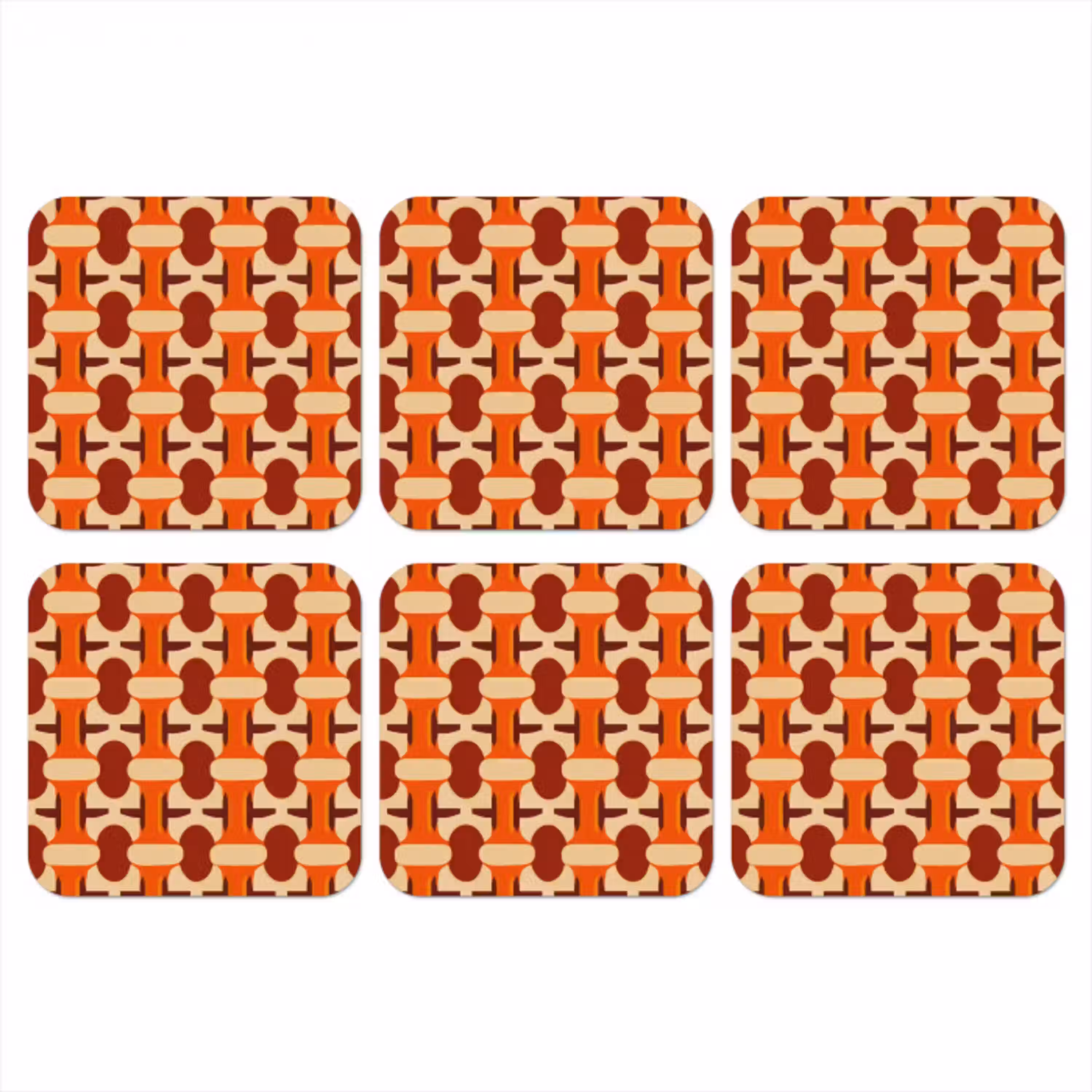 Geometrisch - Retro - Oranje onderzetter kurk middel 366 -3d