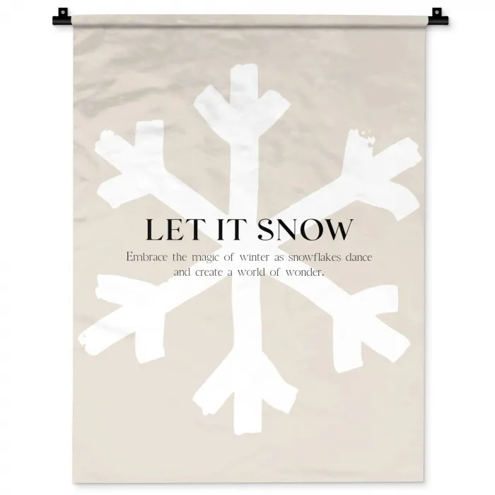 Kerst - Let it snow - Sneeuwvlok - Winter - Quotes Wandkleed katoen klein -zz3d