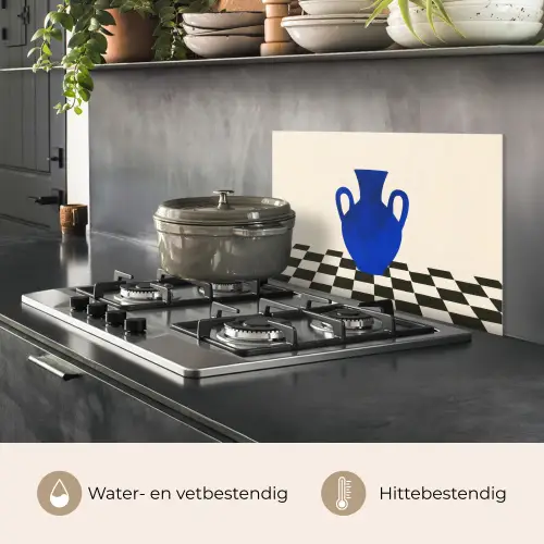 Vaas - Blauw - Geblokt - Modern keuken achterwand spatscherm klein -usp_NL